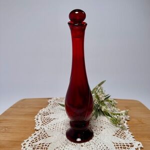 Vintage AVON Ruby Bud Vase • Somewhere Cologne Bottle (empty)